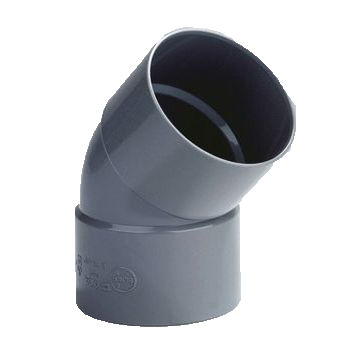 Dyka PVC Bocht 40mm 2x lijmmof 45° grijs | CVketel.nl