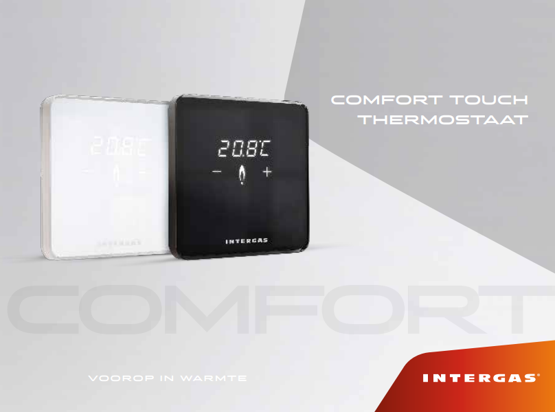Intergas Comfort Touch zwart thermostaat 030034 voorop in warmte  | CVketel.nl
